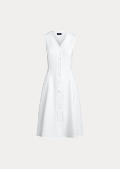 Vestido Polo Ralph Lauren Buttoned-Placket Linen Mulher 82037-WPCX